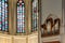 Horizontal shot of a Christian church from the inside with religious art