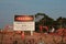 Horizontal shot of a danger construction site signage