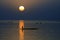 Horizontal silhouette of canoes on Niger River