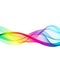 Horizontal smoky rainbow wave on white background.