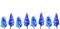 Horizontal  spring flower watercolor border. seamless. blue flowers. spring time