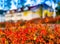 Horizontal vibrant autumn house blur abstraction background back