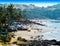 Horizontal vibrant Indian beach with crowd of people background