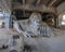 Horizontal view the famous Fremont Troll, a public mixed media colossal sculpture in the