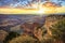 Horizontal view of famous Grand Canyon at sunrise