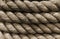 Horizontal view of fraying rope