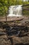 Horizontal View of the Main Cascade of Pixley Falls with Fireplace in Foreground