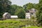 A horizontal view of Philipsburg Manor House and  sprawling Colonial era estate estate