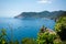 Horizontal View of the Sea in front of the Coast of Liguria. Italian National Park of the Cinque Terre
