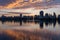 Horizontal view of the sunrise reflecting over New York City\\\'s Central Park Jacqueline Kennedy