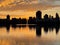 Horizontal view of the sunrise reflecting over New York City\\\'s Central Park Jacqueline Kennedy