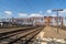 Horizontal view of the train yard at New Jersery Transit`s Hoboken Terminal