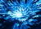 Horizontal vivid blue cube pixel explosion twirl