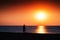 Horizontal vivid man meeting ocean sunset