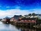 Horizontal vivid Norway town landscape