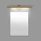Horizontal wall tube light above the mirror. Modern interior lamp gold bronze color. Realistic vector illustration