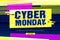 Horizontal web baner for cyber monday offer. Backdrop in glitch style for big sale. Vector