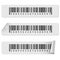 Horizontal white barcode stickers.