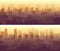 Horizontal wide banners with misty big city.
