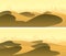 Horizontal wide banners sandy desert with city on horizon.
