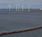 Horizontal wind turbine generators and breakwater