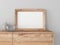 Horizontal wooden Frame Mockup close up on modern commode with glass decor