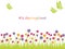 Horizontally Repeatable Seamless Springtime Vector Background Illustration With Flowers, Butterflies, And Text Space.