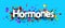 Hormones sign over colorful cut out foil ribbon confetti on blue background