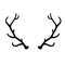 Horn of deer or elk. Hunting trophy. Black and white silhouette of antler