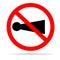 Horn prohibited with shadow on white background. flat style. horn prohibited icon for your web site design, logo, app, UI. no