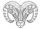 Horn sheep line art design for coloring book, t shirt design, tatoo and so on