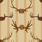 Horn vector horned wild animal and deer or antelope antlers illustration set of hunting trophy of reindeer