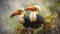 Hornbills painted in beautiful watercolors. Generative Ai