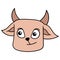 Horned brown goat head, doodle icon drawing