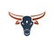 Horned bull head ancient emblem animal element. Heraldic vector