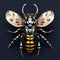 Hornet insect on a black background. 3d illustration. Generative AI
