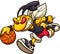 Hornet mascot running and playing basketball