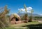 Horno Clay Oven with Yucca Blooms and Mountains.