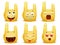Horns sign cartoon emoji characters set