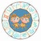 Horoscope for children sign Gemini in the zodiac circle. Vector.