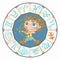 Horoscope for children sign Saggitarius in the zodiac circle. Vector