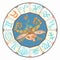 Horoscope for children sign Taurus in the zodiac circle. Vector.