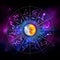 Horoscope wheel with zodiac signs