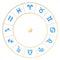 Horoscope zodiac blue signs yellow cycle isolate 3d rendering