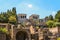 Horrea Vespasiani or Vespesian warehouses and later shopping center on slopes of Palatine in Rome, Italy