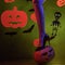 Horror background. Horror faces. Halloween party. Halloween pumpkin head jack lantern with burning candles. 31 october