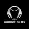 Horror films logo with monster illustration. Vector drawing.