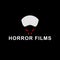 Horror films logo with monster illustration. Vector drawing.