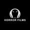 Horror films logo with monster illustration. Vector drawing.