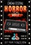 Horror movie colored retro poster with videotape